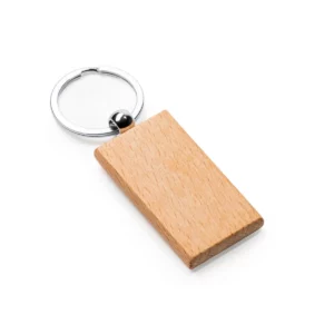 Llavero de madera natural Stamina Sila 4092, diseño rectangular, vista frontal del llavero