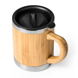 Taza con bambú Stamina Pana 4097, crudo, vista superior de la taza con tapa