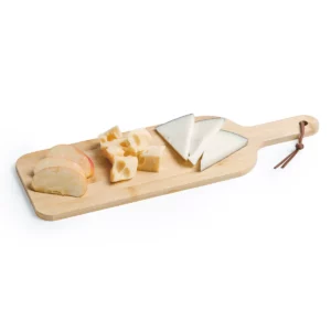 Tabla de cortar de bambú Stamina Boran 4115, crudo, ejemplo de presentación de queso en la tabla