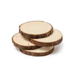 Set de 4 posavasos de pino Stamina Pinea 4140, crudo, vista de los cuatro posavasos separados