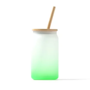 Vaso de cristal con pajita Stamina Dalby 4202, verde helecho, vista frontal del producto