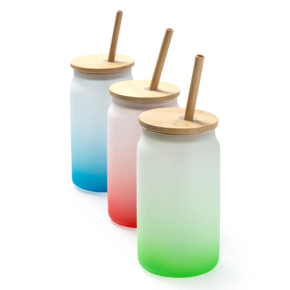 Vaso de cristal con pajita Stamina Dalby 4202 5 Vaso de cristal con pajita Stamina Dalby 4202, vista conjunta de los tres colores con tapa y pajita