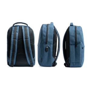 Mochila de RPET Stamina Gregor 7139, royal, vistas posterior y laterales de la mochila