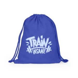 Mochila de cuerdas Stamina Adare 7175, royal, vista de la mochila con un ejemplo de personalización