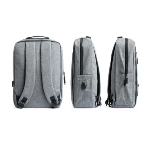 Mochila para portátil Stamina Narvik 7177, gris vigoré, vistas posterior y laterales de la mochila