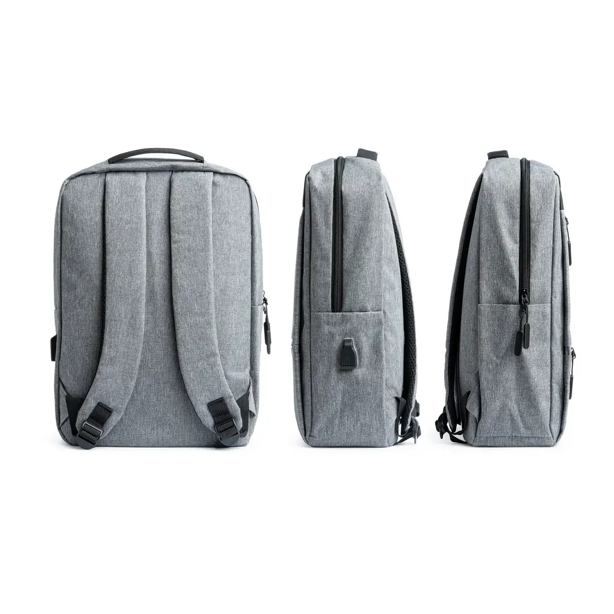 Mochila para portátil Stamina Narvik 7177 7 Mochila para portátil Stamina Narvik 7177, gris vigoré, vistas posterior y laterales de la mochila