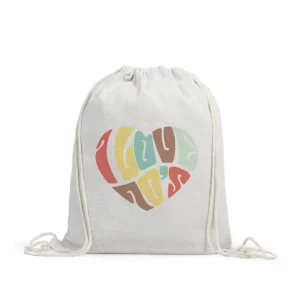 Mochila de cuerdas Stamina Kanda 7180, beige, ejemplo de personalización sobre la mochila