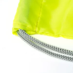 Mochila de cuerdas Stamina Labur 7184, amarillo flúor, detalle de las cuerdas y de la sujeción inferior