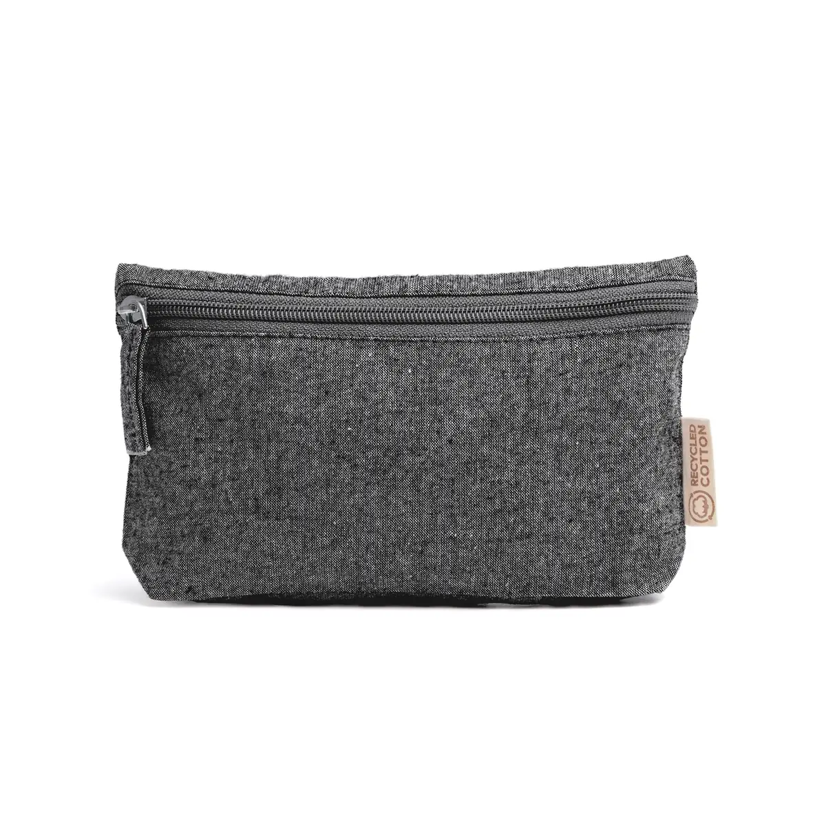 Neceser de algodón reciclado Stamina Remo 7562 4 Neceser de algodón reciclado Stamina Remo 7562, negro jaspeado, vista frontal del neceser