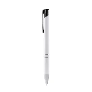 Bolígrafo de aluminio reciclado Stamina Simon 7972, blanco, vista frontal del bolígrafo