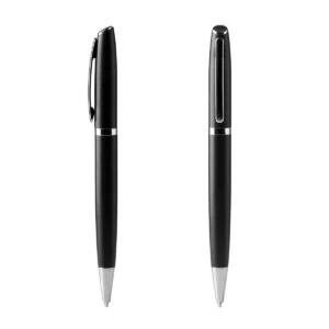 Bolígrafo giratorio Stamina Alvik 7973, negro, vista frontal y posterior del bolígrafo
