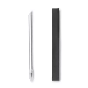 Lápiz de aluminio Stamina Turin 7976, plata, vista del lápiz junto a la caja de presentación