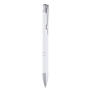 Bolígrafo de aluminio Stamina Ardenes 8013, blanco, vista frontal del bolígrafo