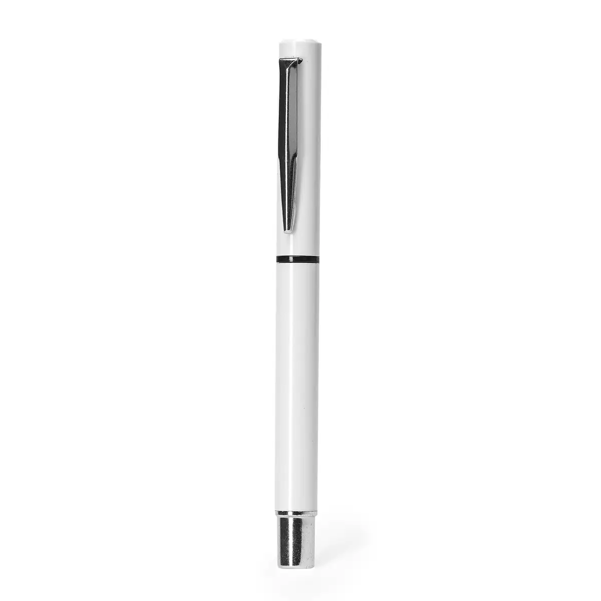 Bolígrafo roller Stamina Yama 8021 1 Bolígrafo roller Stamina Yama 8021, blanco, vista frontal del bolígrafo