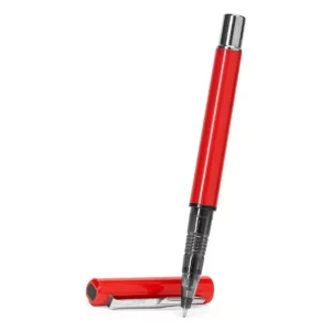 Bolígrafo roller Stamina Yama 8021, rojo, vista del bolígrafo con el tapón retirado