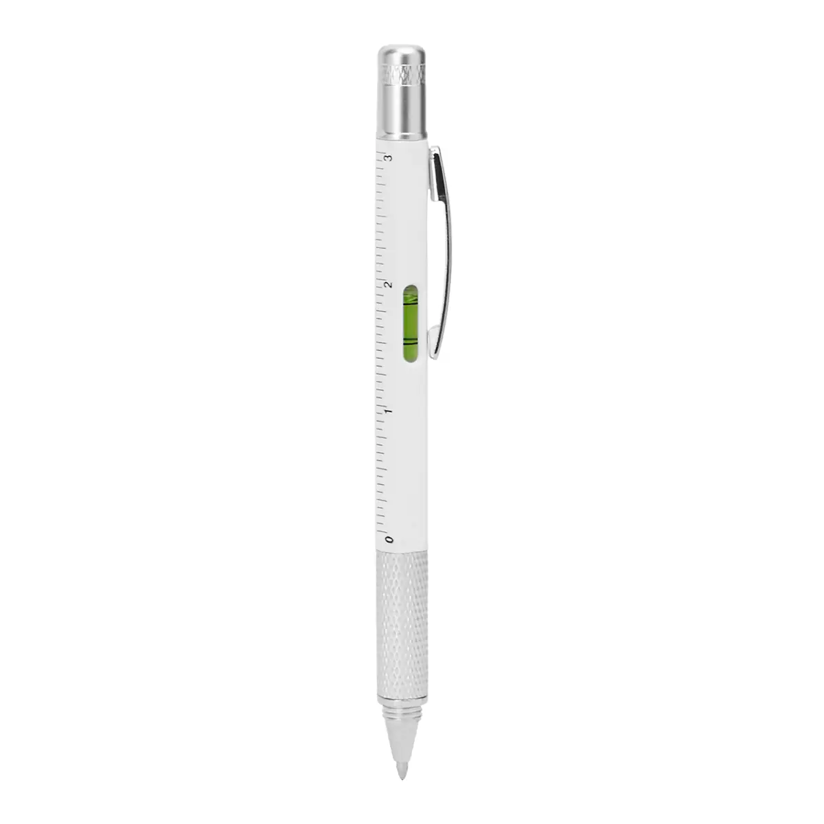 Bolígrafo multiherramienta Stamina Kanchan 8024 1 Bolígrafo multiherramienta Stamina Kanchan 8024, blanco, vista frontal del bolígrafo