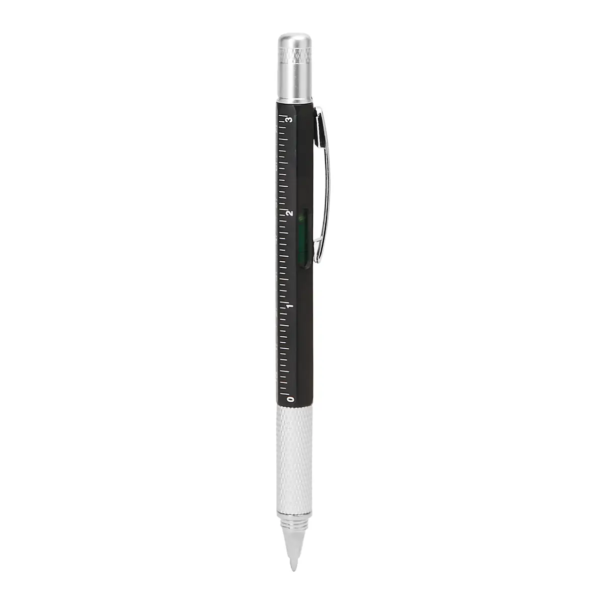 Bolígrafo multiherramienta Stamina Kanchan 8024 4 Bolígrafo multiherramienta Stamina Kanchan 8024, negro, vista frontal del bolígrafo
