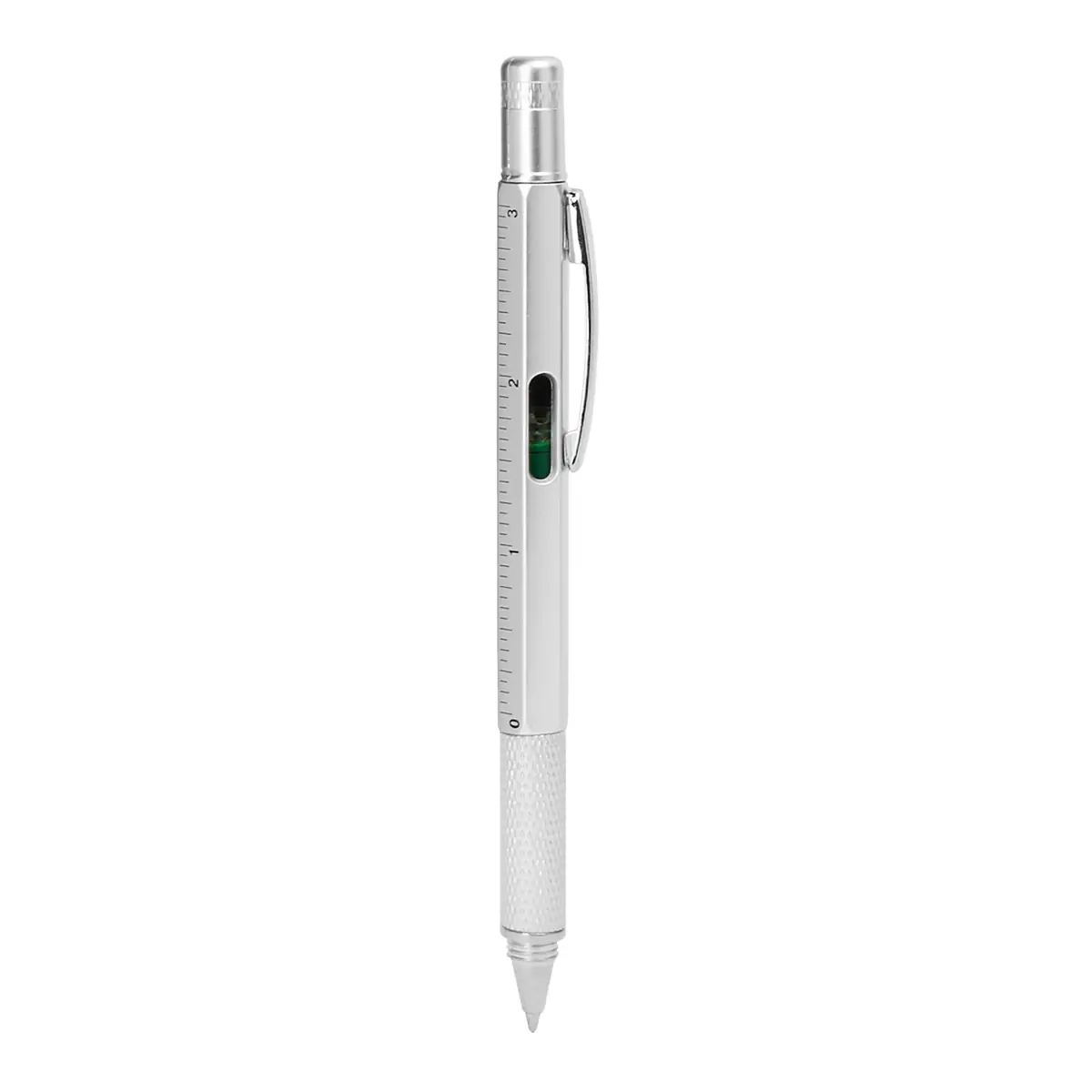 Bolígrafo multiherramienta Stamina Kanchan 8024 5 Bolígrafo multiherramienta Stamina Kanchan 8024, plata, vista frontal del bolígrafo