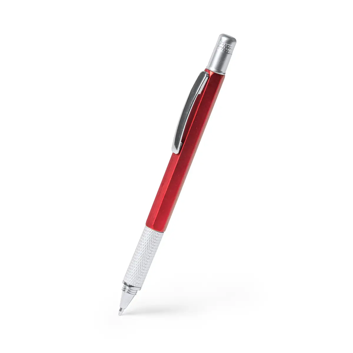 Bolígrafo multiherramienta Stamina Kanchan 8024 6 Bolígrafo multiherramienta Stamina Kanchan 8024, rojo, vista del bolígrafo en perspectiva