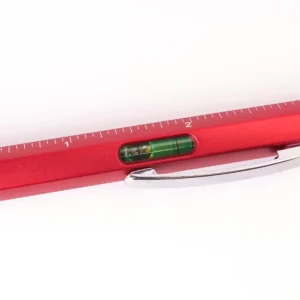 Bolígrafo multiherramienta Stamina Kanchan 8024, rojo, detalle del nivel y la regla