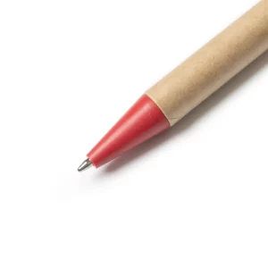 Bolígrafo de cartón reciclado Stamina Grove 8029, cartón con detalles rojos, detalle de la punta