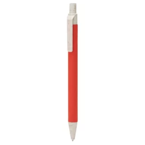 Bolígrafo de cartón reciclado Stamina Grove 8029, rojo/crudo, vista frontal del bolígrafo