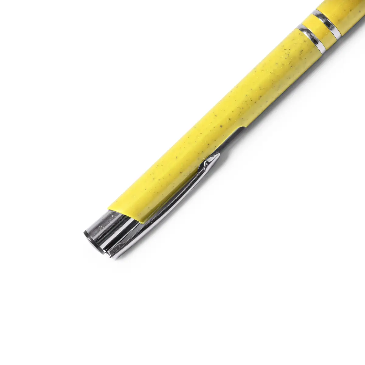 Bolígrafo de fibra de trigo Stamina Hayedo 8030 9 Bolígrafo de fibra de trigo Stamina Hayedo 8030, amarillo, detalle del pulsador y el clip