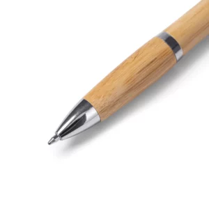 Bolígrafo de bambú Stamina Sagano 8031, bambú, detalle de la punta y la anilla