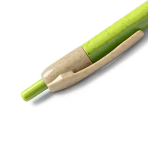 Bolígrafo de fibra de trigo Stamina Hana 8032, verde oasis, detalle del pulsador y el clip