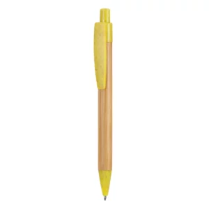 Bolígrafo de bambú Stamina Stoa 8034, amarillo/crudo, vista frontal del bolígrafo