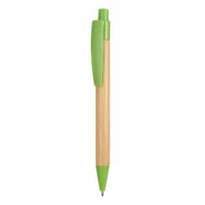 Bolígrafo de bambú Stamina Stoa 8034, verde oasis/crudo, vista frontal del bolígrafo