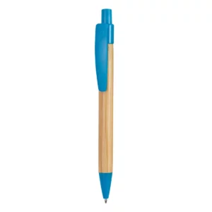 Bolígrafo de bambú Stamina Stoa 8034, royal claro/crudo, vista frontal del bolígrafo