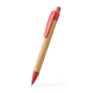 Bolígrafo de bambú Stamina Stoa 8034, rojo/crudo, vista del bolígrafo en perspectiva