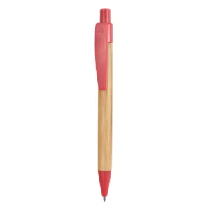 Bolígrafo de bambú Stamina Stoa 8034, rojo/crudo, vista frontal del bolígrafo