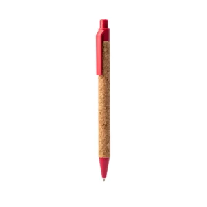 Bolígrafo de corcho Stamina Comper 8043, corcho con detalles rojos, vista frontal del bolígrafo