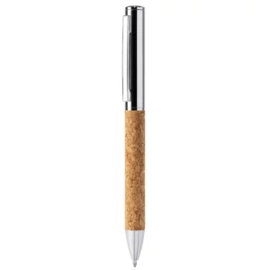 Bolígrafo de corcho Stamina Artur 8044, corcho y metal cromado, vista frontal del bolígrafo
