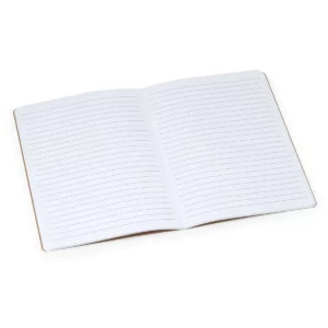 Libreta A5 Stamina Danica 8053, crudo, libreta abierta con hojas rayadas