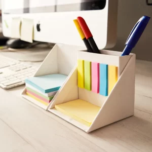 Set de escritorio Stamina Dimas 8062, blanco, ejemplo del set sobre un escritorio