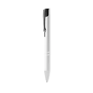 Bolígrafo de tinta negra Stamina Norfolk 8078, blanco, vista frontal del bolígrafo