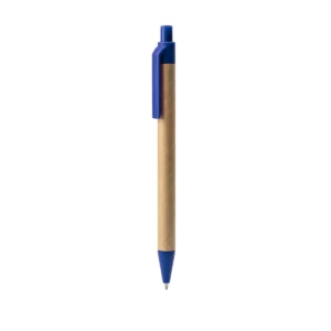 Bolígrafo Stamina Alder 8079, cartón con detalles azules, vista frontal del bolígrafo