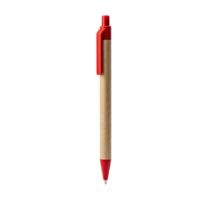 Bolígrafo Stamina Alder 8079, cartón con detalles rojos, vista frontal del bolígrafo
