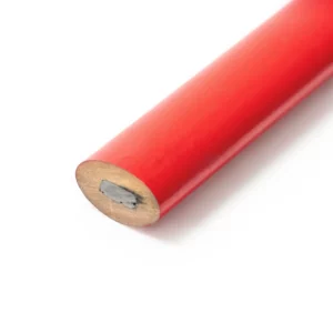 Lápiz de carpintero Stamina Veta 8088, rojo, detalle de la punta sin afilar y la mina negra