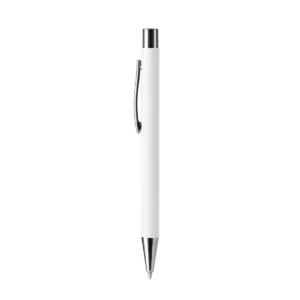 Bolígrafo metálico Stamina Dover 8095, blanco, vista frontal del bolígrafo