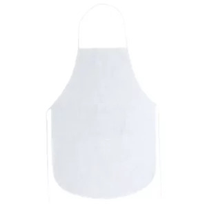 Una unidad del pack de 10 delantales non-woven Stamina Keller 9130, blanco, vista frontal del delantal sin modelo
