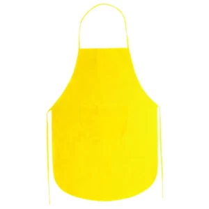 Una unidad del pack de 10 delantales non-woven Stamina Keller 9130, amarillo, vista frontal del delantal sin modelo