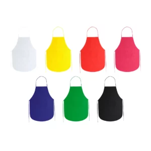 Una unidad del pack de 10 delantales non-woven Stamina Keller 9130, vista conjunta de los siete colores de delantales