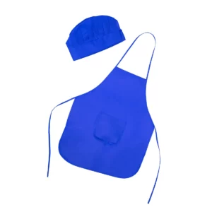Una unidad del pack de 10 delantales y gorros Stamina Jamie 9133, royal, vista del delantal y el gorro a juego sin modelo