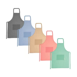 Una unidad del pack de 10 delantales reciclados Stamina Arola 9136, vista conjunta de los cinco colores de delantales