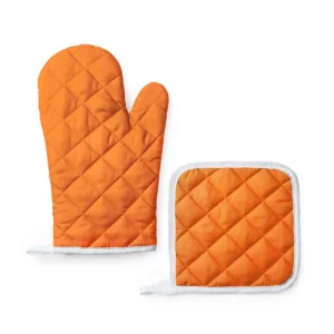Set de manopla y agarrador Stamina Eneko 9137, naranja, vista frontal de la manopla y el agarrador a juego