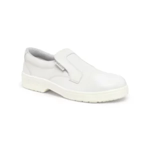 Zapato de seguridad Suecos Aneto blanco, vista tres cuartos